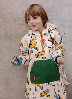 Hello Hossy - Rock n Fire Raincoat | White