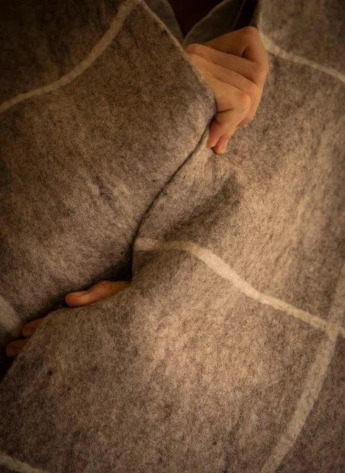 Muskhane - Nuno Checked Felt Blanket | Heather Grey
