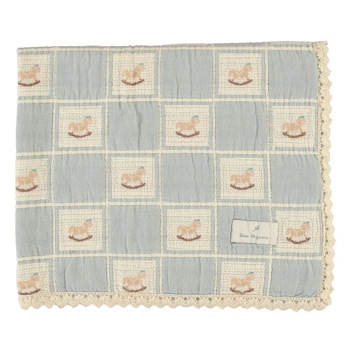 Bebe Organic - Rocking Horse Organic Cotton Blanket | Blue