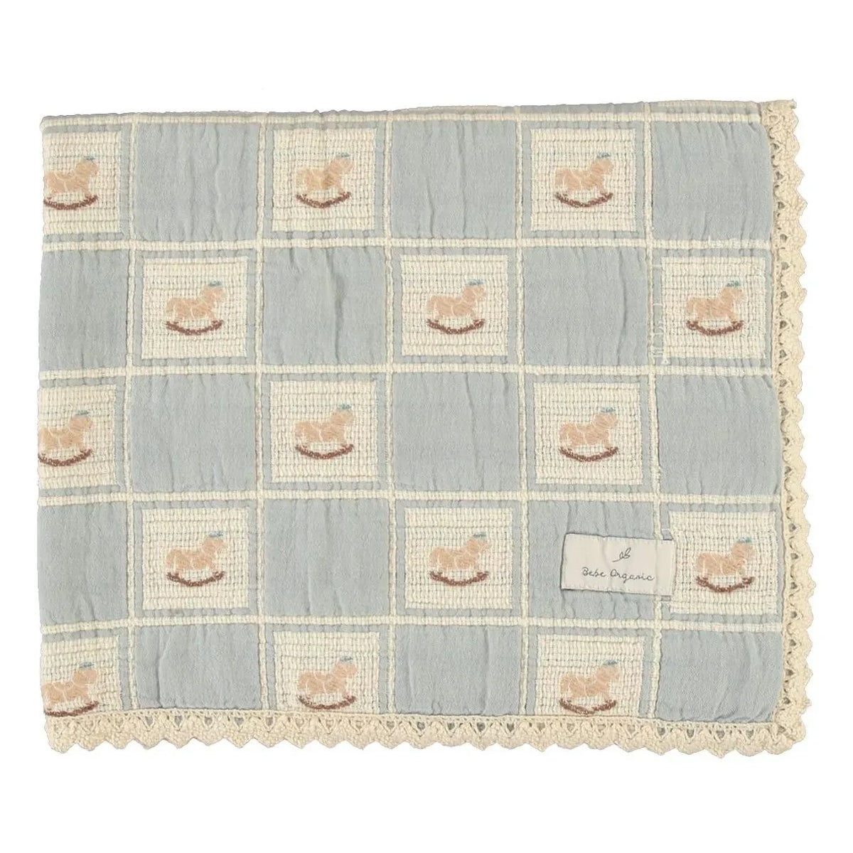 Bebe Organic - Rocking Horse Organic Cotton Blanket | Blue