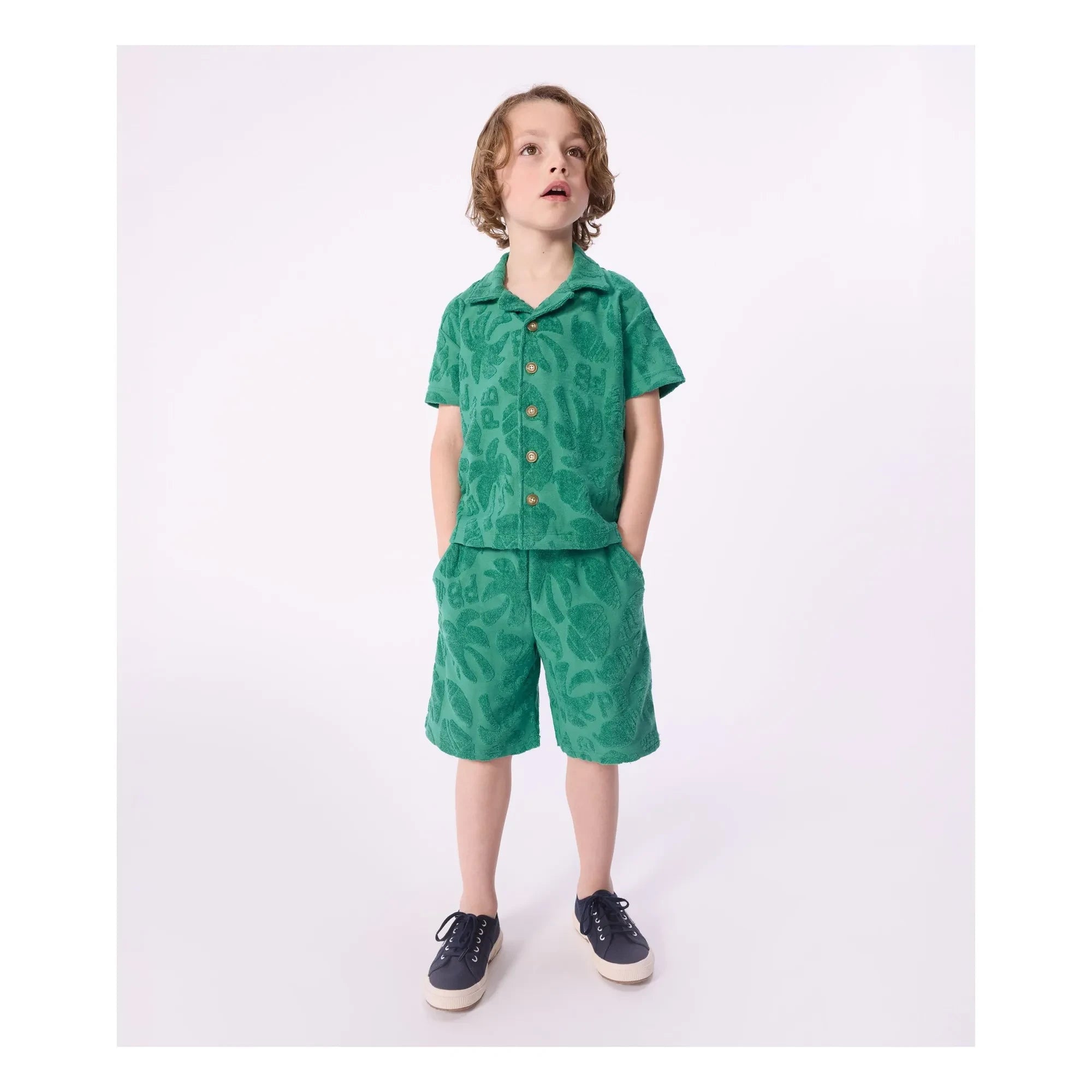 Petit Bateau - Organik pamuklu palm terry gömlek | Yeşil