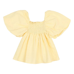 Búho - Organic Cotton Balloon Sleeve Blouse | Yellow