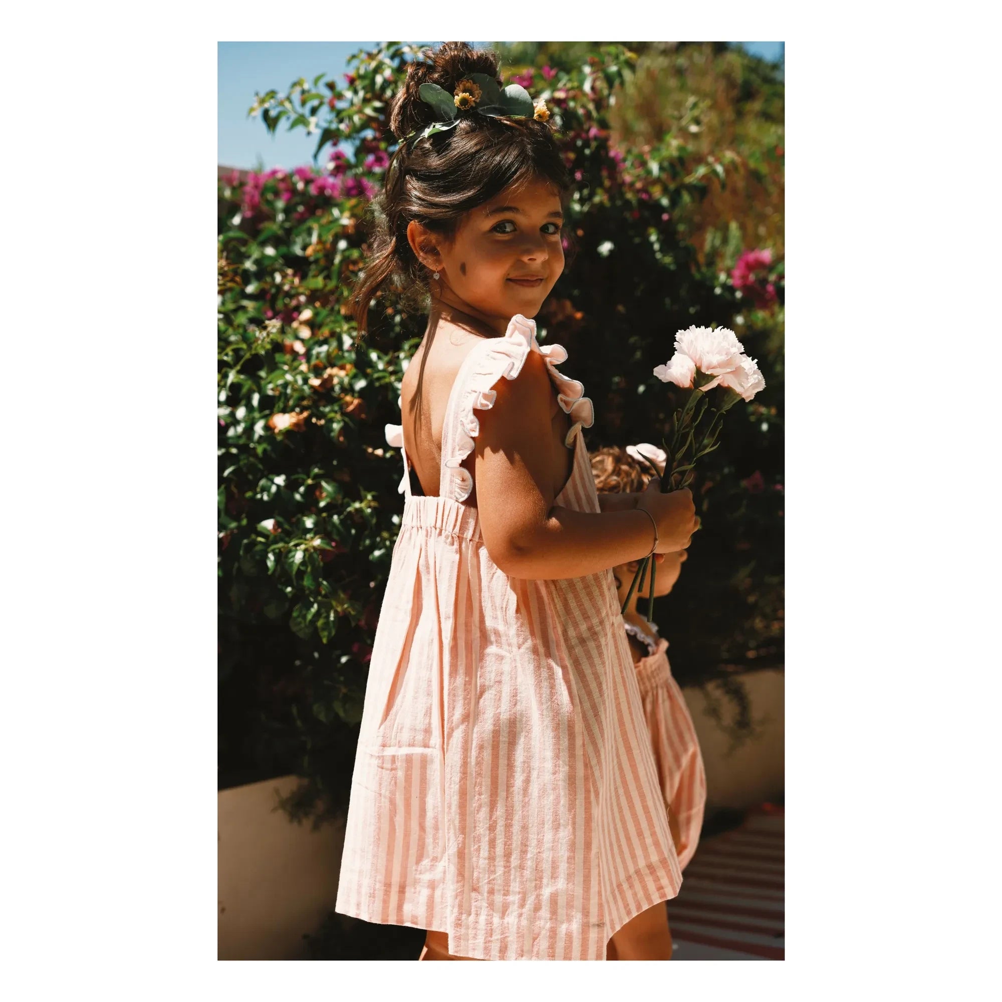 Lilinoa - Eve Striped Ruffle Dress | Blush