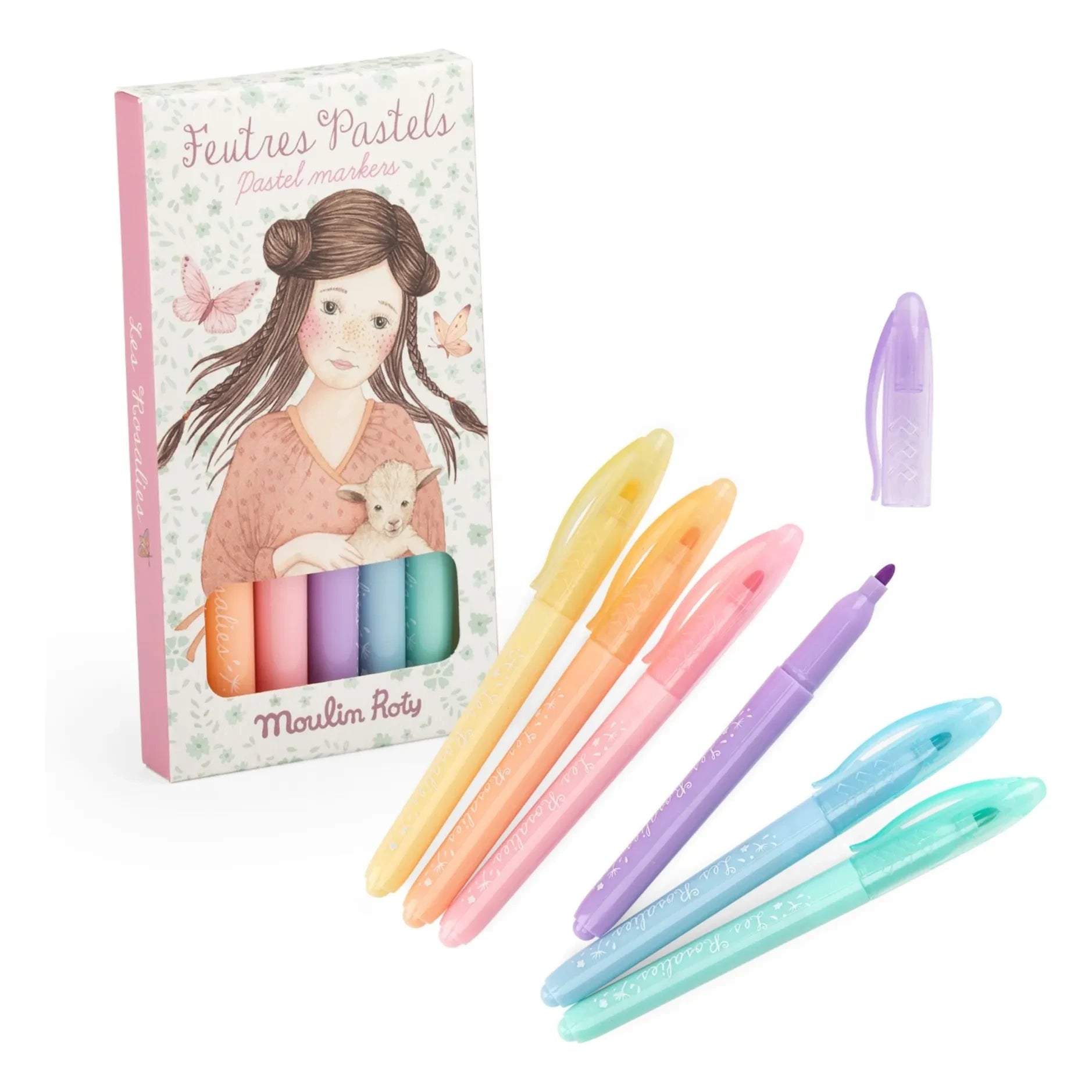 Moulin Roty - Les Rosalies Pastel Felt-tip Pens - Set of 6