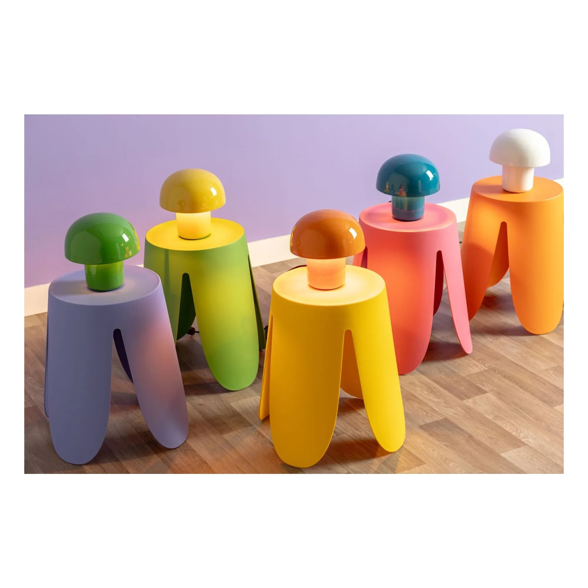 Present Time - Mini Chubby Mushroom Table Lamp | Electric Blue