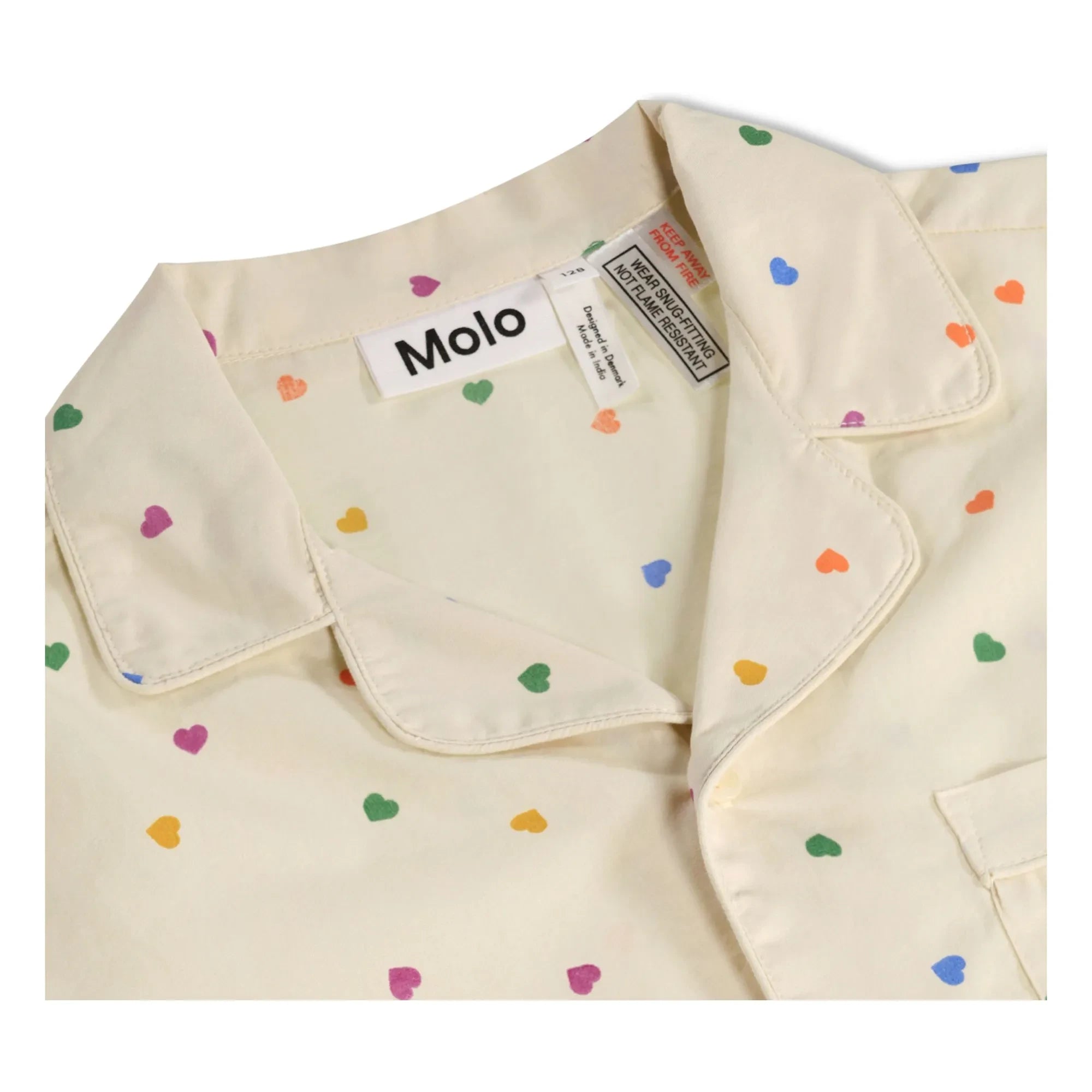 Molo - Lexi Hearts Organic Cotton Short Pajamas | Ecru