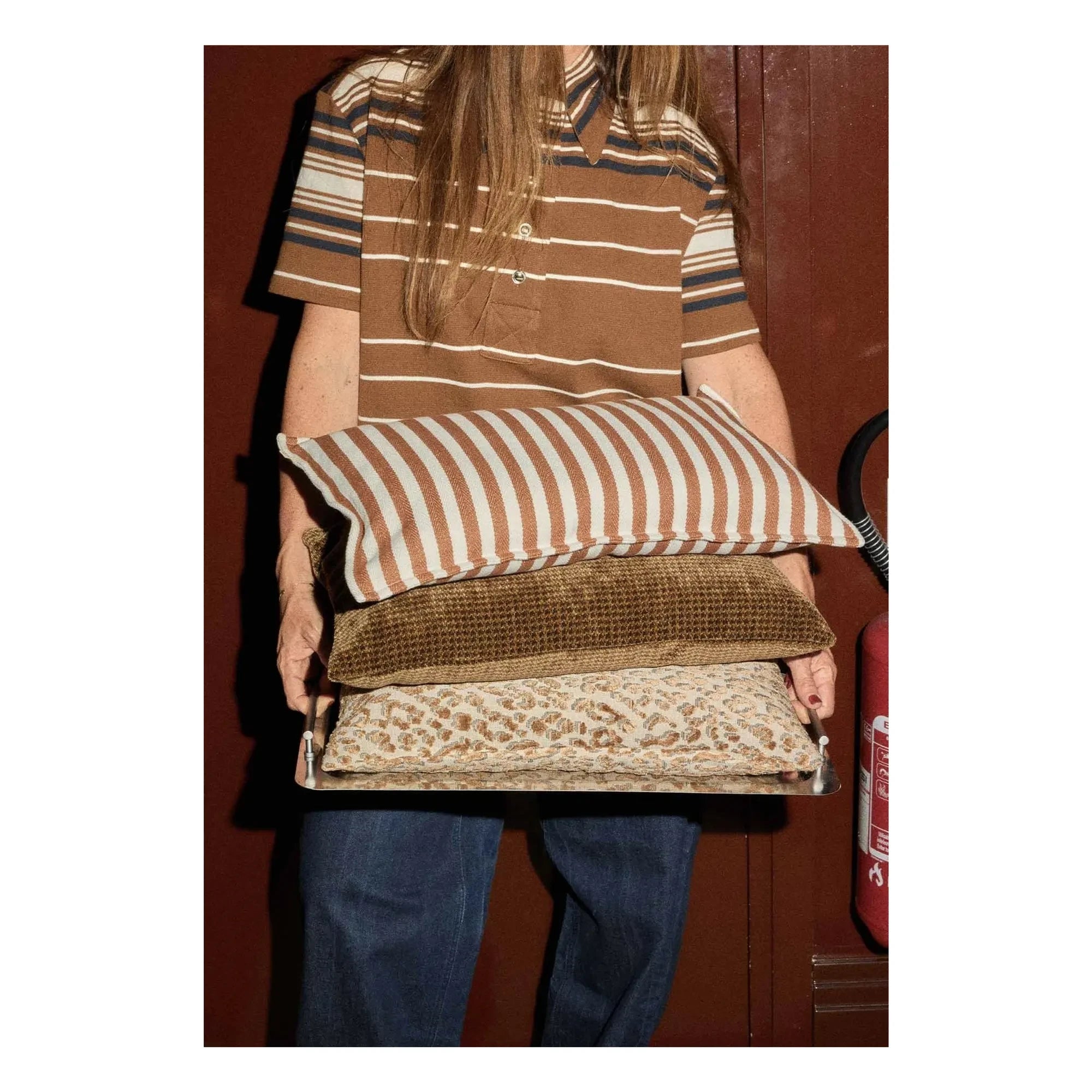 Gabrielle Paris - Cotton Striped Cushion Cover | Mocha