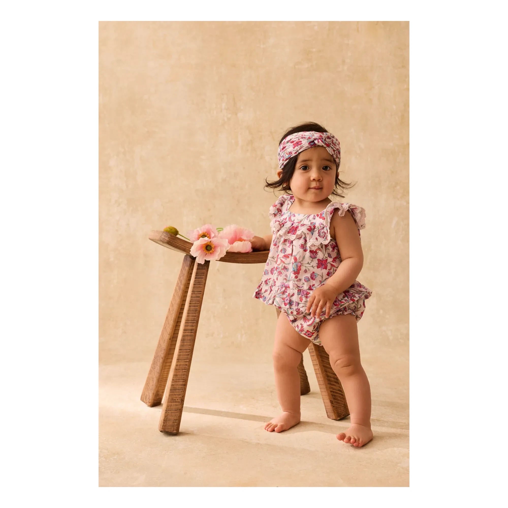 Louise Misha - Yuriria Organic Cotton Floral Hair Band | Cream