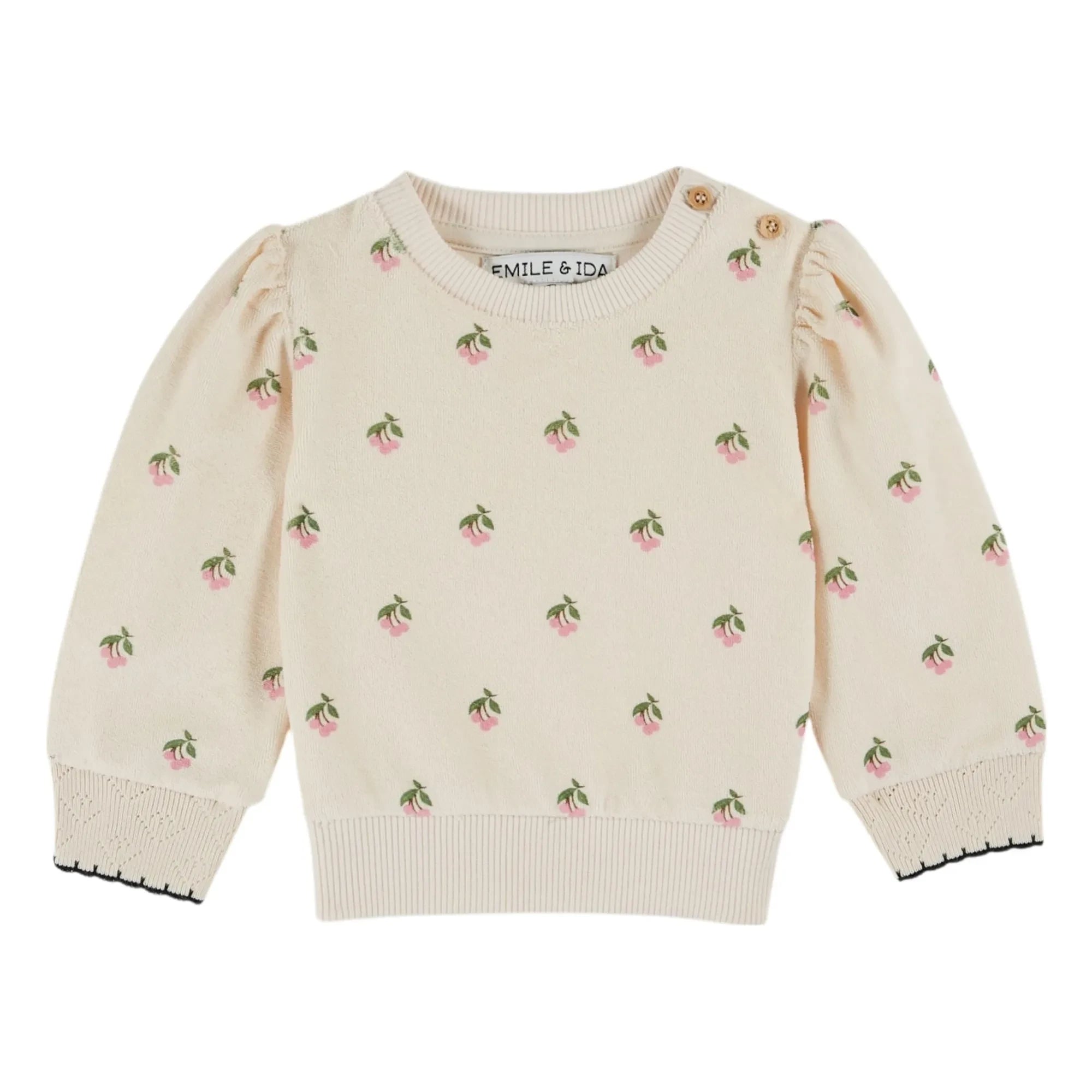 Emile et Ida - Cherry Organic Cotton Towel Sweatshirt | Cream