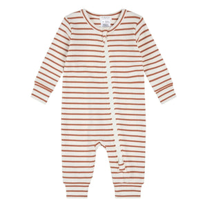 Petit Lem - Striped Corduroy Organic Cotton and Modal Footed Pajamas | Clay