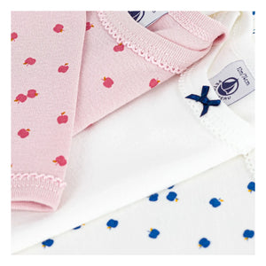 Petit Bateau - Batch 3 Organik Pamuk Apple Bodyler | Ecru