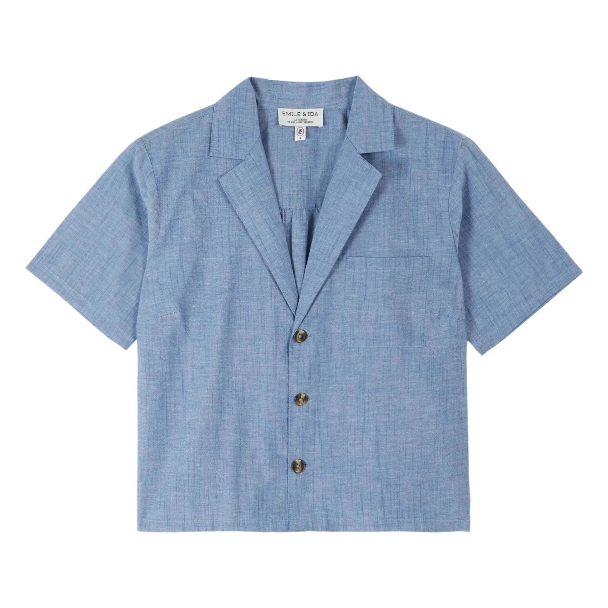 Emile et Ida - Blue Cotton Chambray Blouse