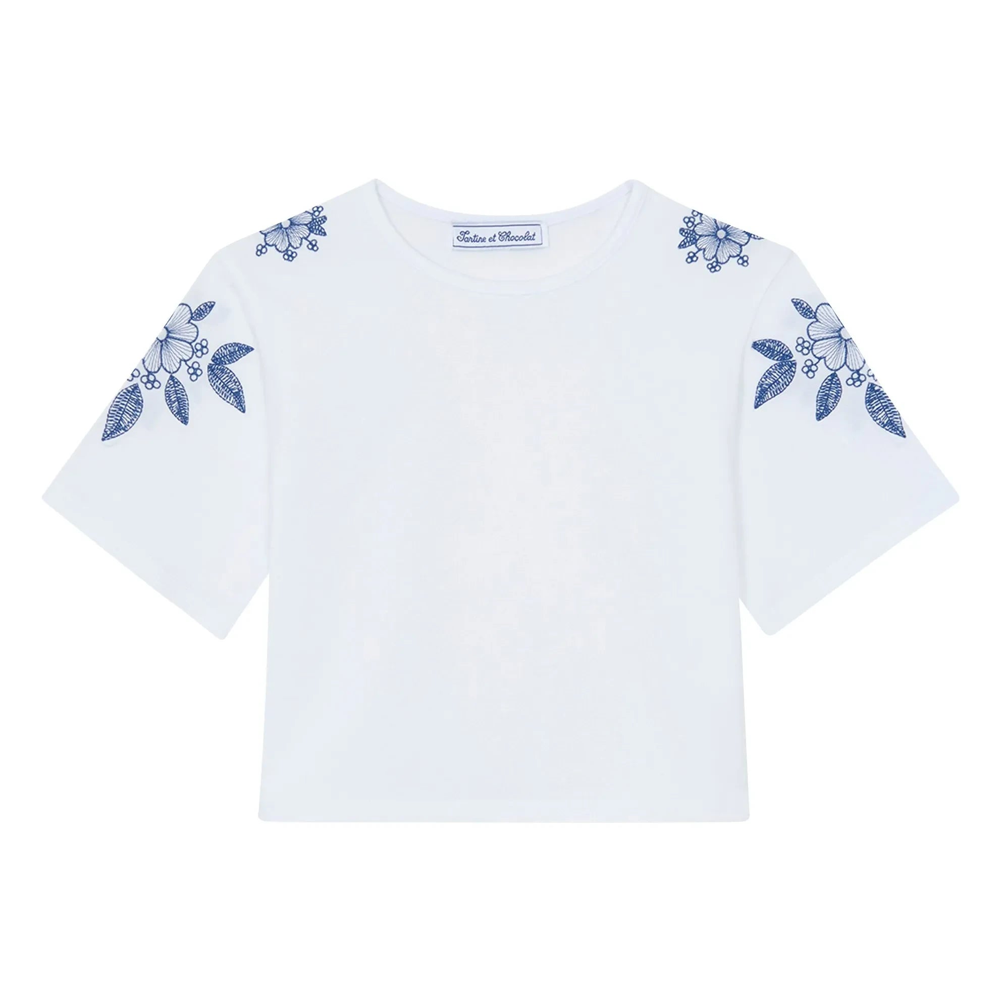 Tartine et Chocolat - Embroidered Flower T-Shirt | White