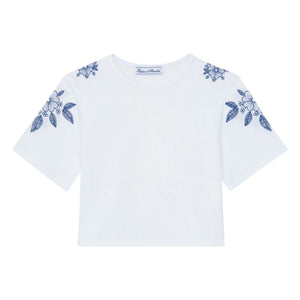 Tartine et Chocolat - Embroidered Flower T-Shirt | White