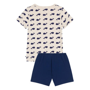 Petit Bateau - Whale Pattern Pajama Shorts | Heather Beige