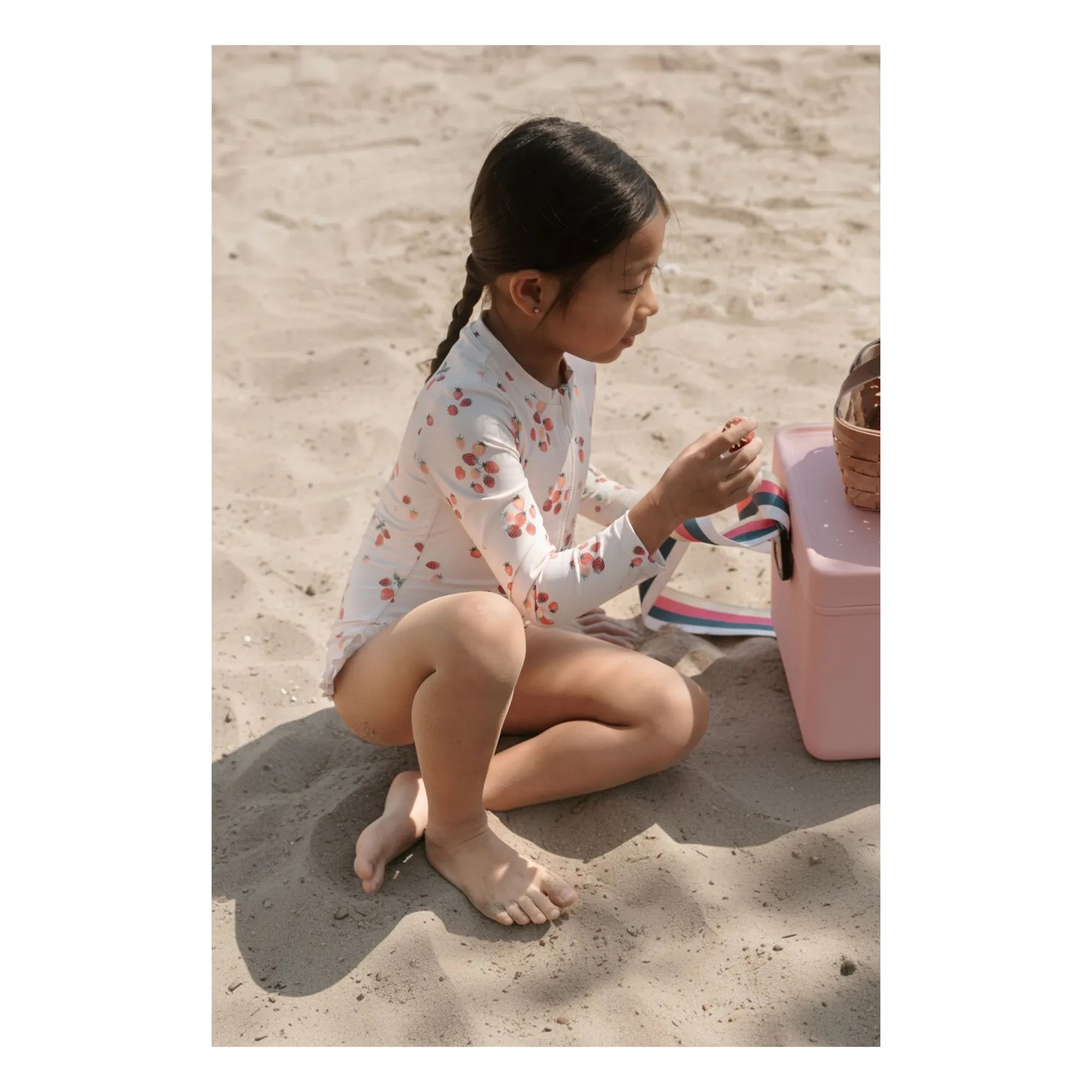Petit Lem - Long Sleeve Swimsuit Strawberries Recycled Fibers | Pink