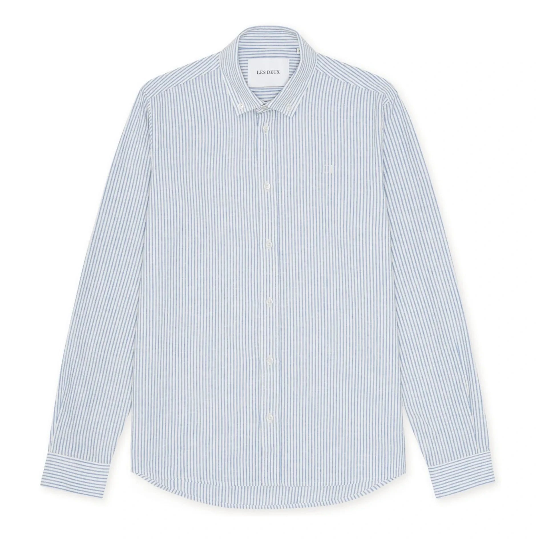Les Deux - Striped Shirt Konrad Linen | Azure Blue
