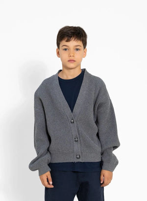 Smallable Kid - Harcourt Organic Cotton Cardigan | Grey Melange