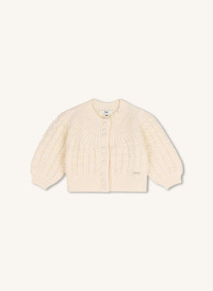 Chloé - Organik pamuklu bebek hırkası | Chalk