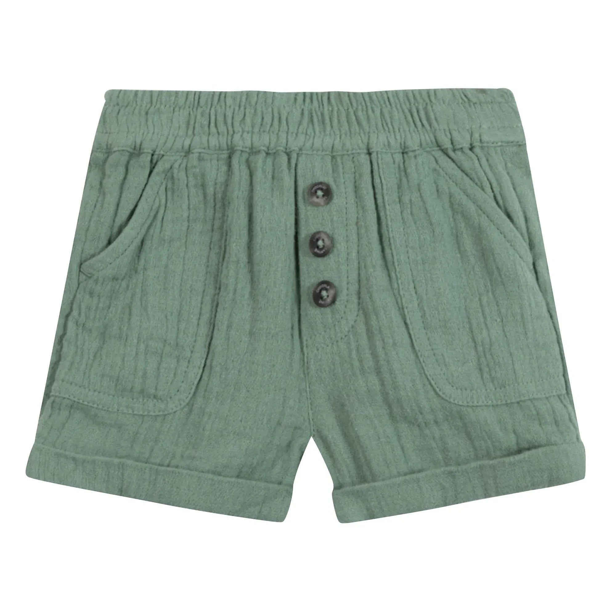 Tartine et Chocolat - Cotton Gingham Buttoned Shorts | Khaki