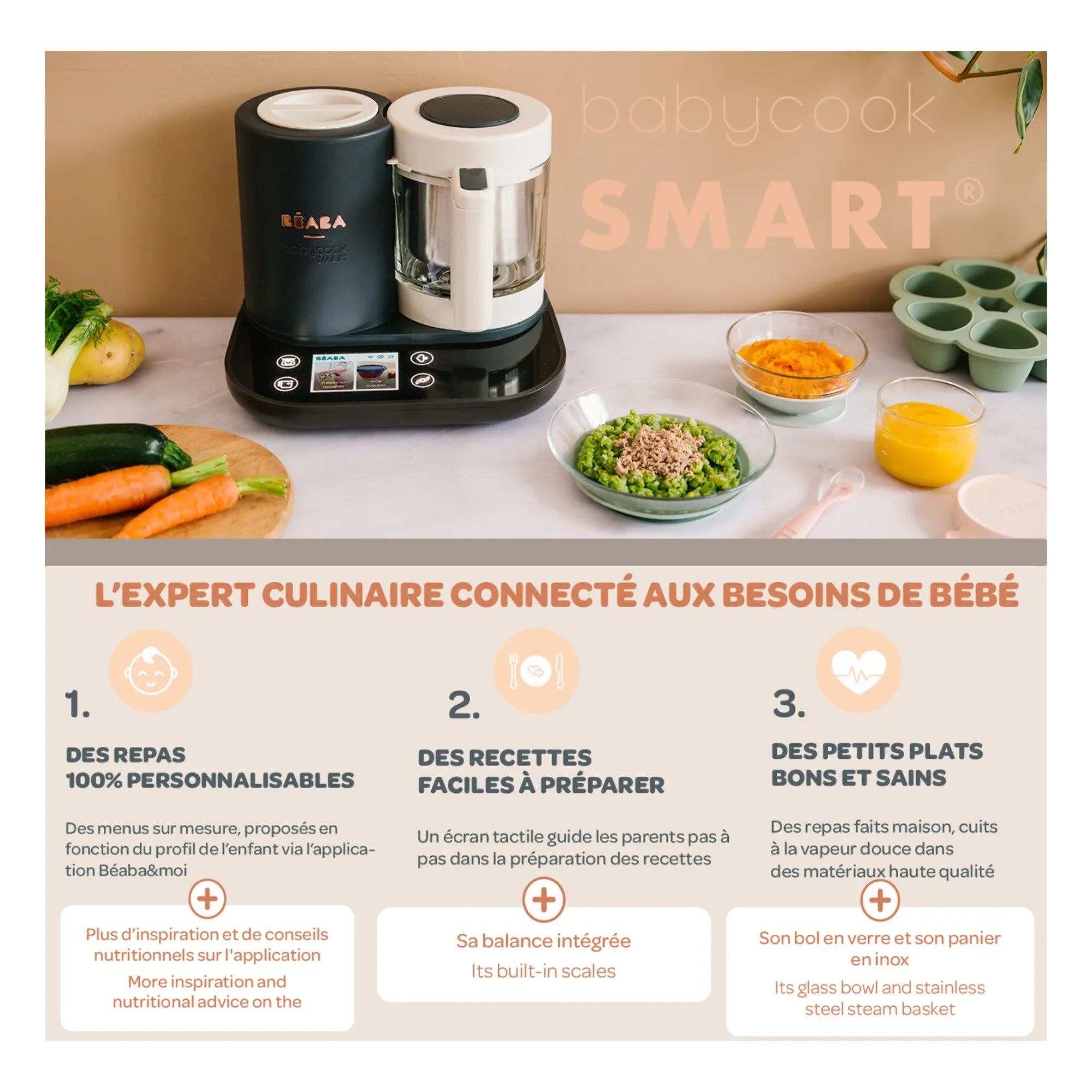 Béaba - BabyCook Smart Baby Food Maker | Charcoal Gray