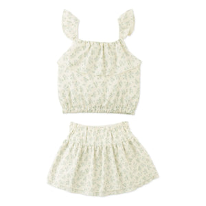 Gingersnaps - Ambessa Floral Print Top and Skirt Set | Ecru