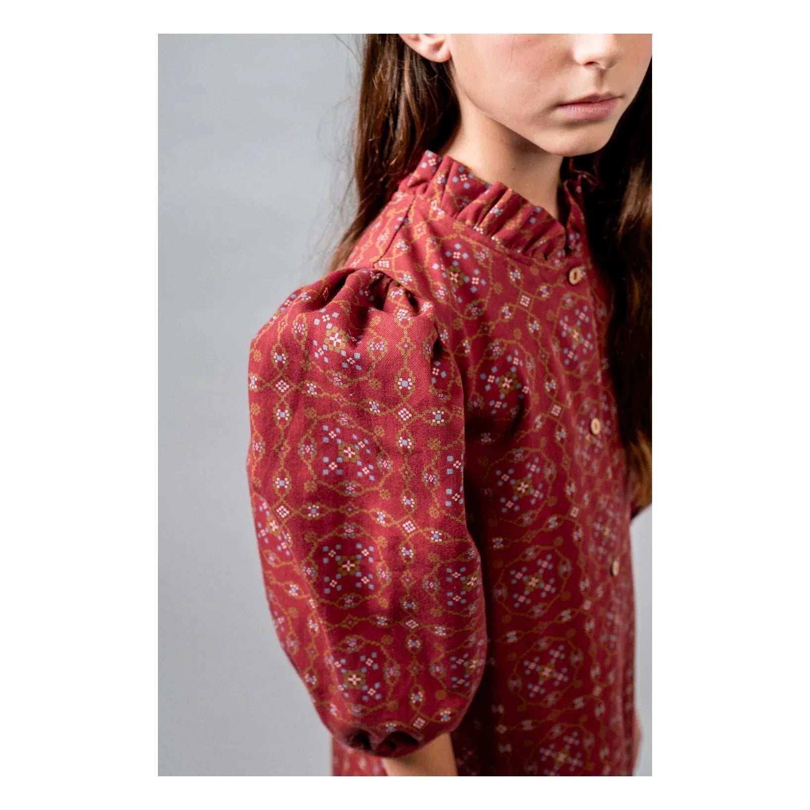 birinit - Ribera Organik Pamuklu 3/4 Kol Elbise | Bordo