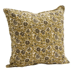 Madame Stoltz - Cotton pillowcase with floral print | Green