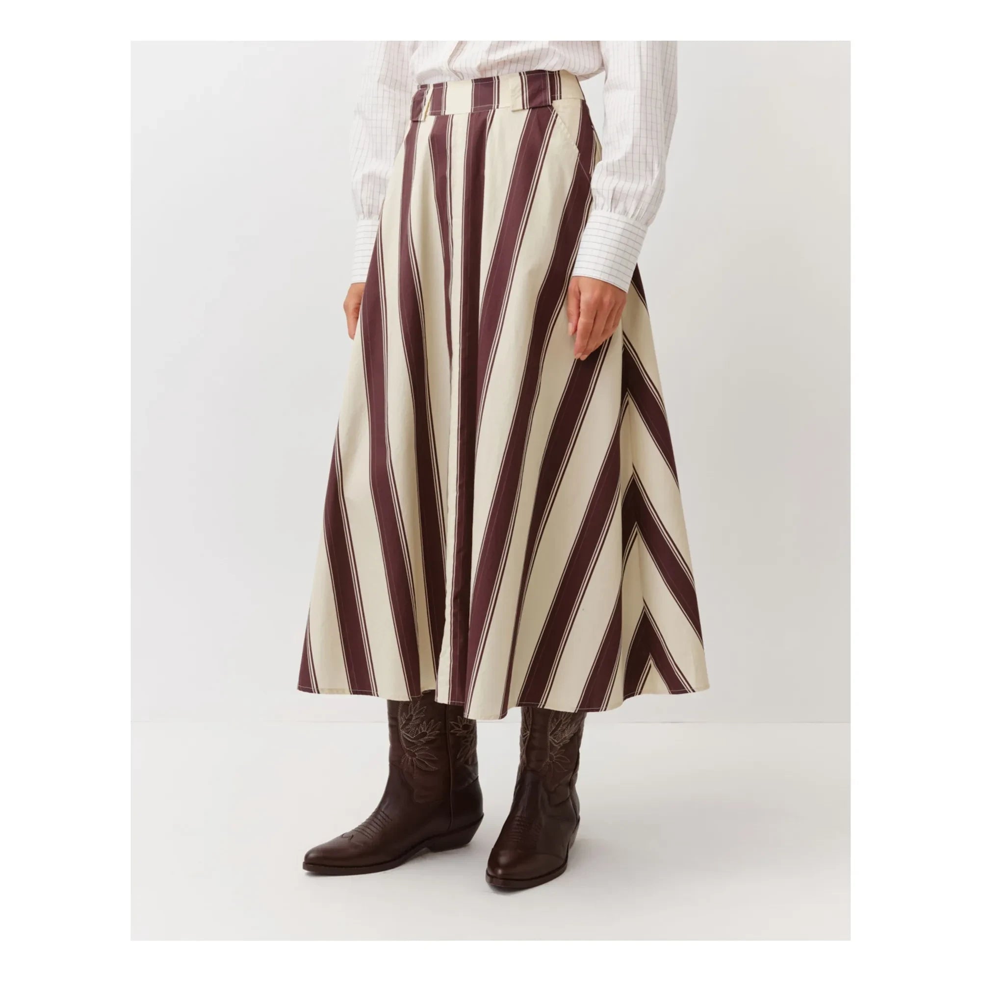 Diega - Jomo Striped Skirt | Ecru