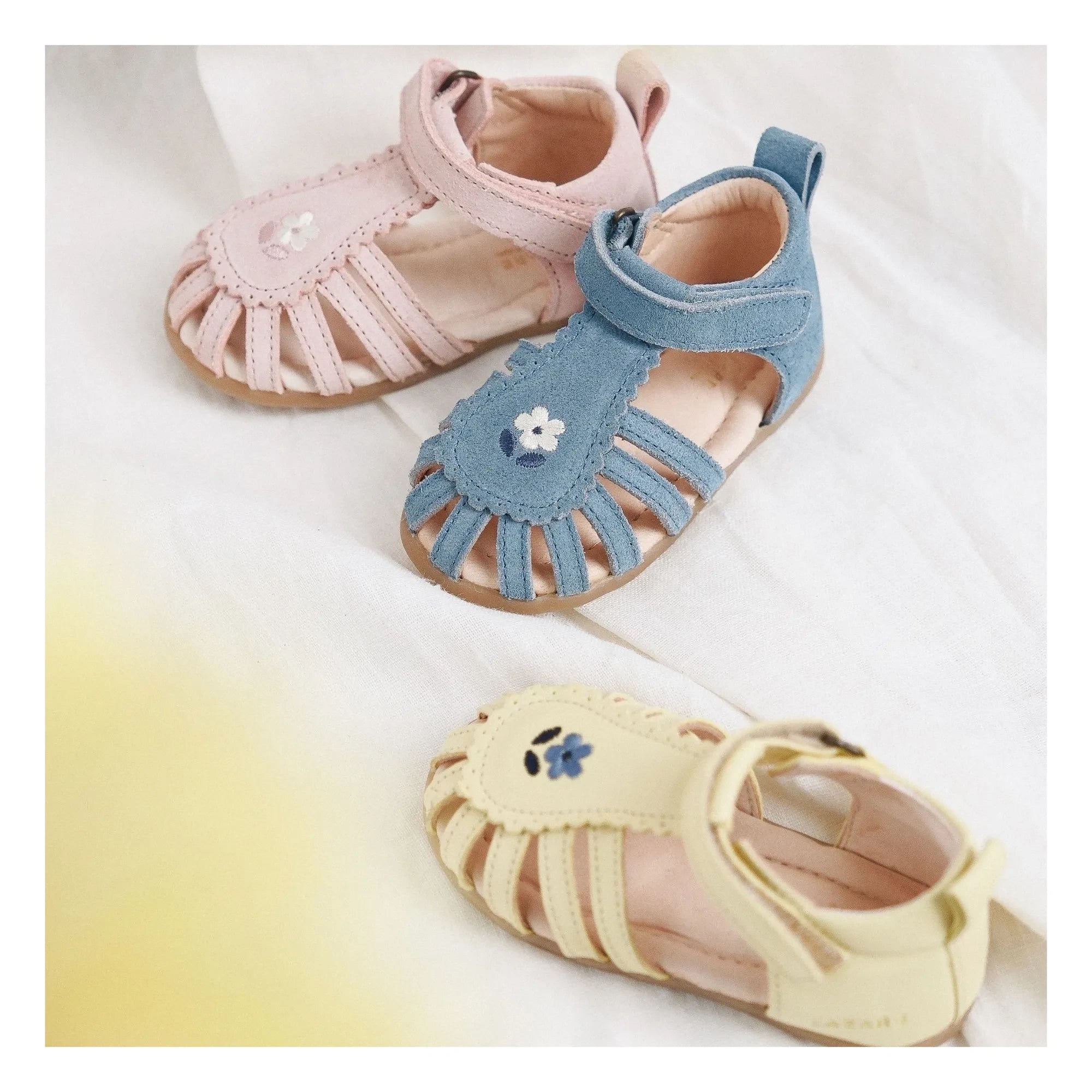 Lazare - Colette Fleur Suede Embroidered Sandals | Navy Blue