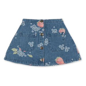 Konges Sløjd - Denim Skirt Magot Strawberry Organic Cotton | Blue