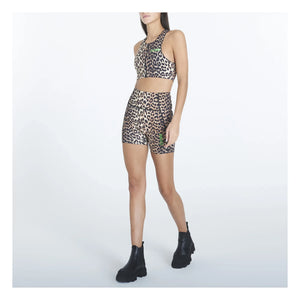 Ganni - Recycled Material Zip-Front Printed Racer Back Top | Leopard