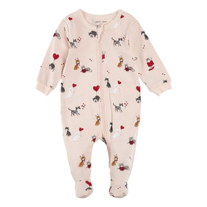 Petit Lem - Cat-themed Paws Pajama Organic Cotton | Pink