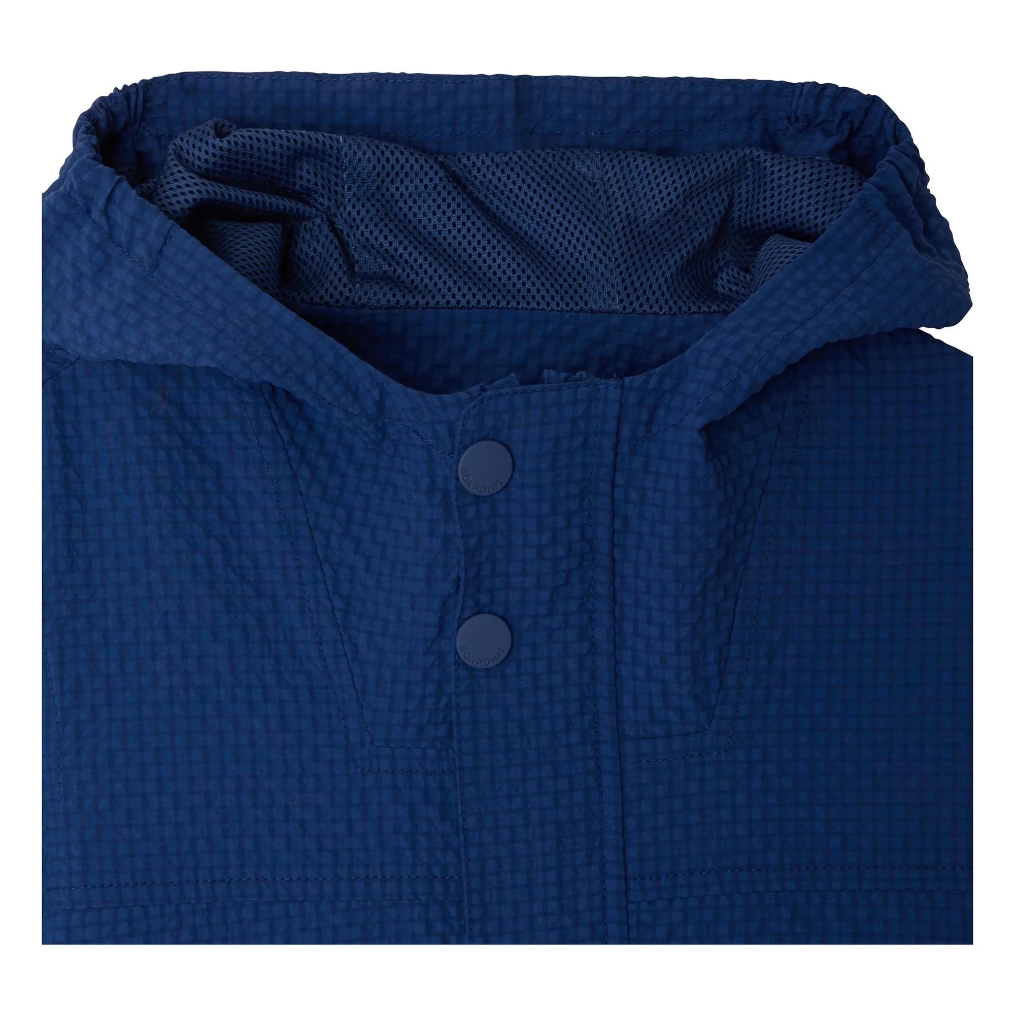 Bonpoint - Lenny Herringbone Seersucker Hooded Jacket Recycled Fiber | Indigo Blue
