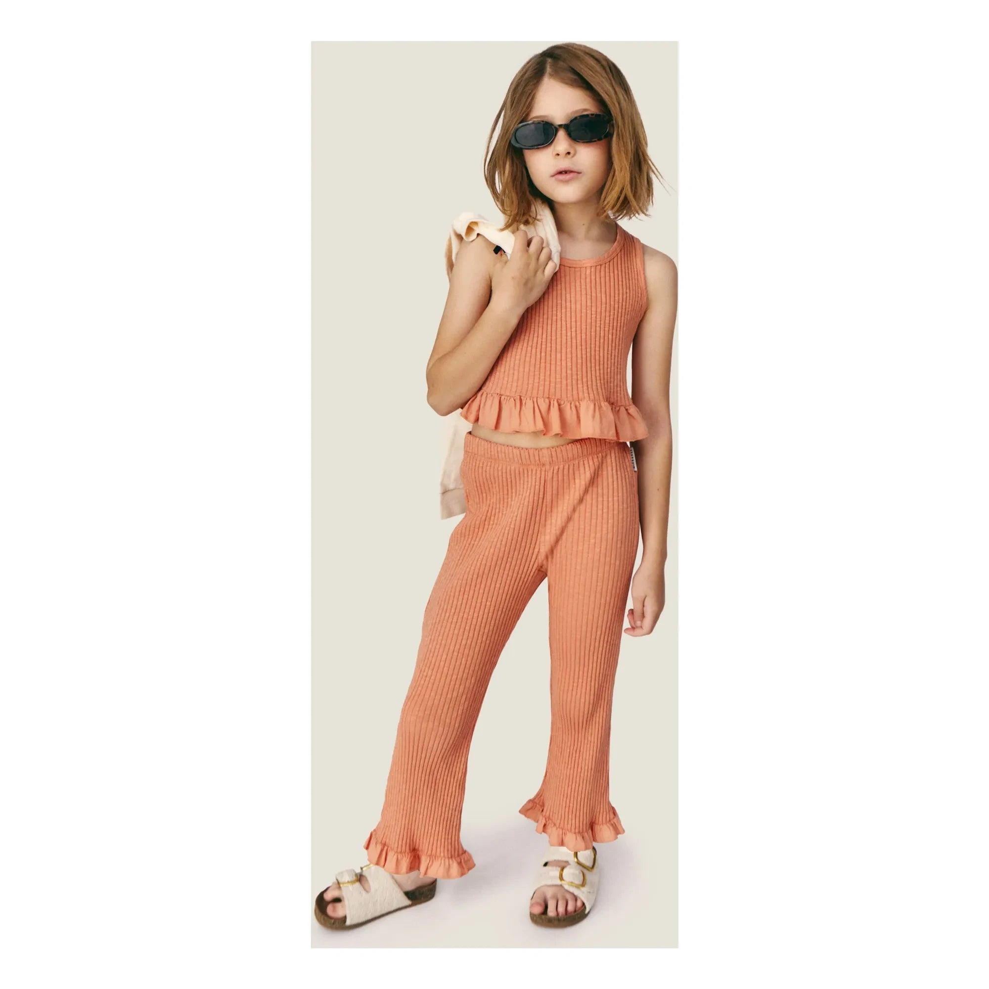 Mipounet - Zoé Organic Cotton Ribbed Pants | Orange