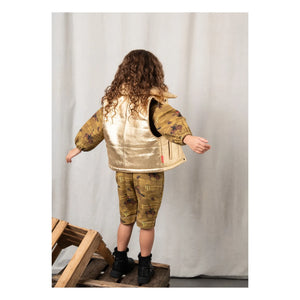 Fille Garçon - Metallic Sherpa Collar Sleeveless Jacket | Gold