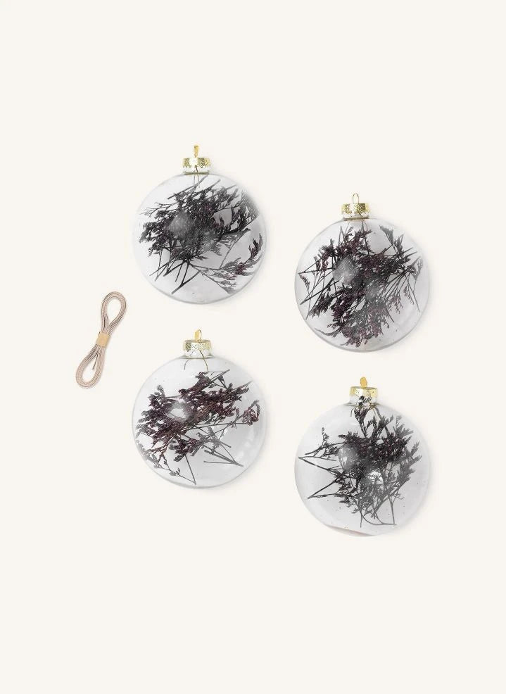 Ferm Living - Flora Glass Christmas Ornaments - Set of 4 | Plum