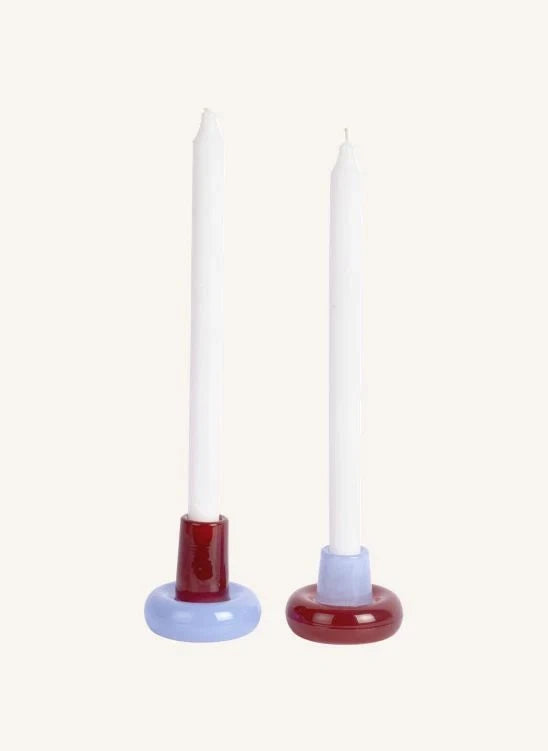 Present Time - Firenze Glass Candle Holders - Set of 2 | Red