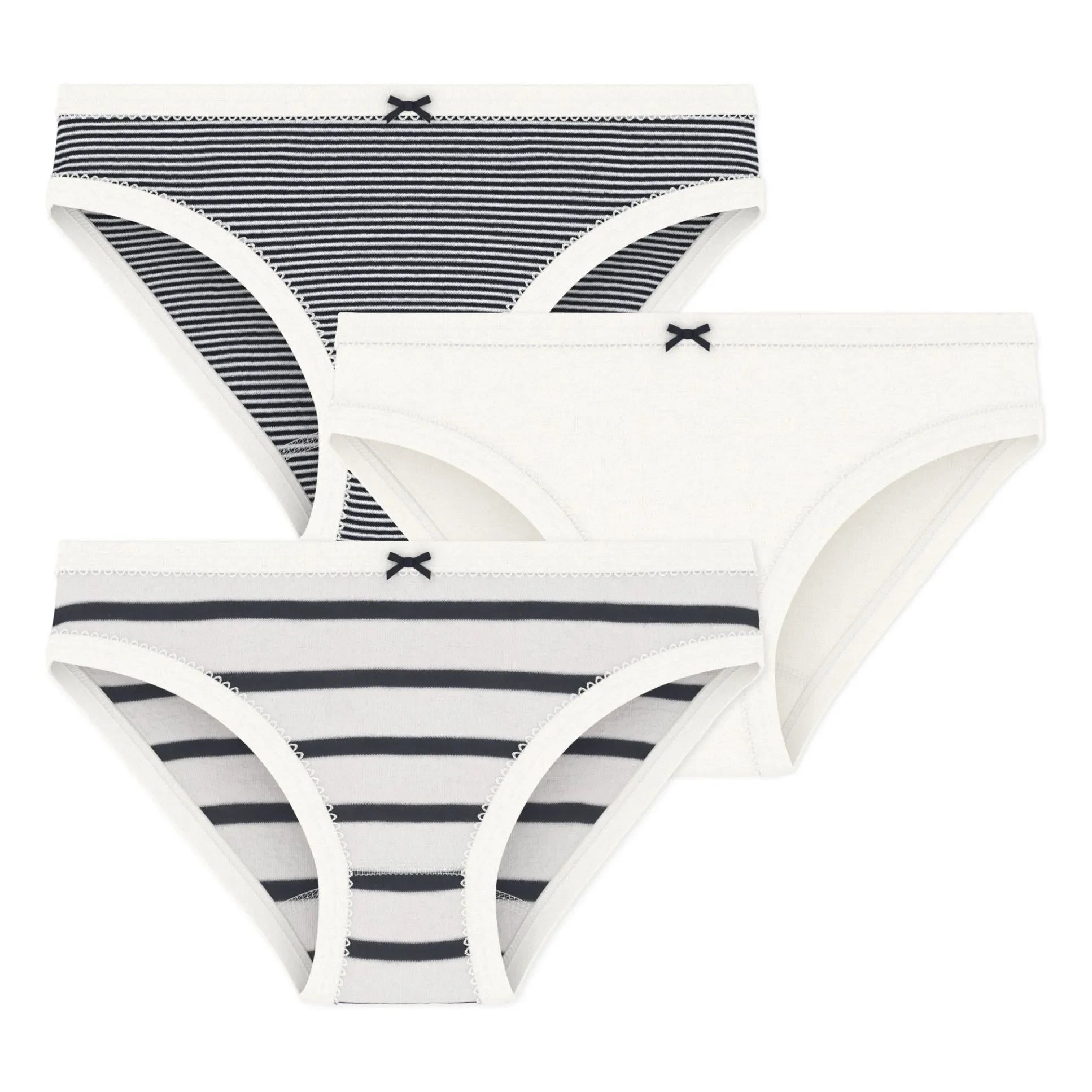 Petit Bateau - Pack of 3 Organic Cotton Culotte Marinière | Navy Blue