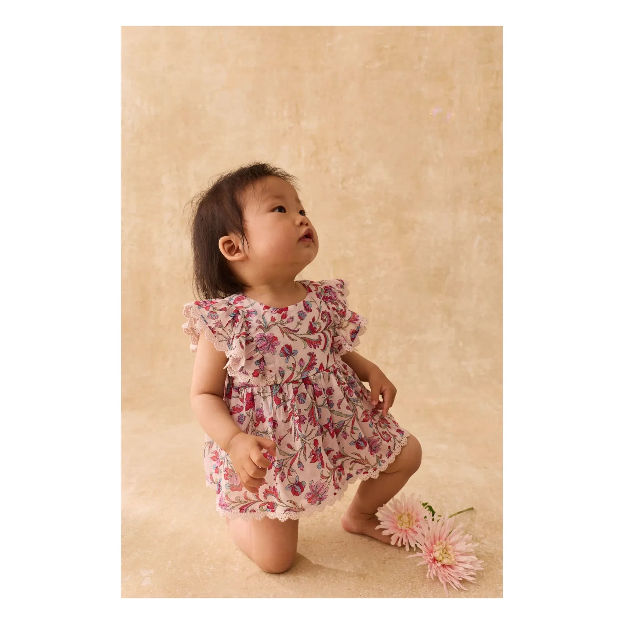 Louise Misha - Lena Fleurie Organic Cotton Romper Dress | Cream