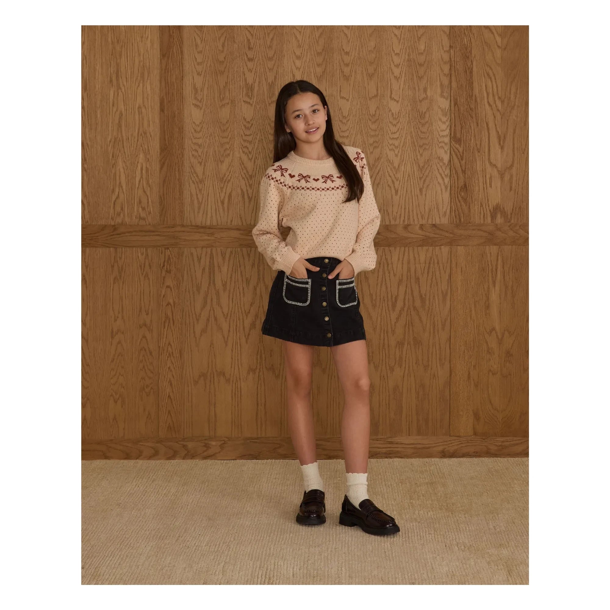 Rylee + Cru - Fair Isle Fiyonklu kazak | Pudra pembesi