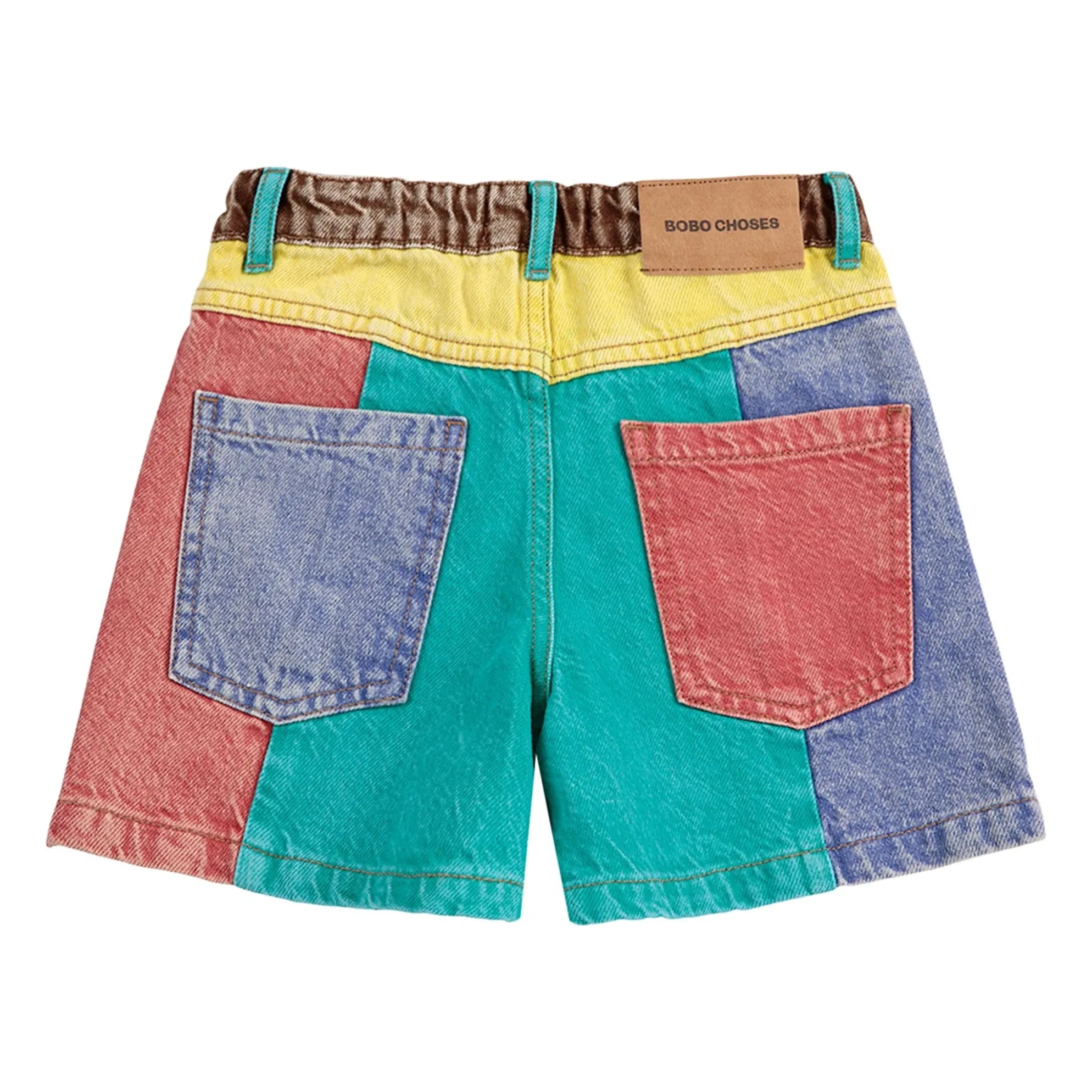 Bobo Choses - Color Block Organic Cotton Denim Shorts | Turquoise