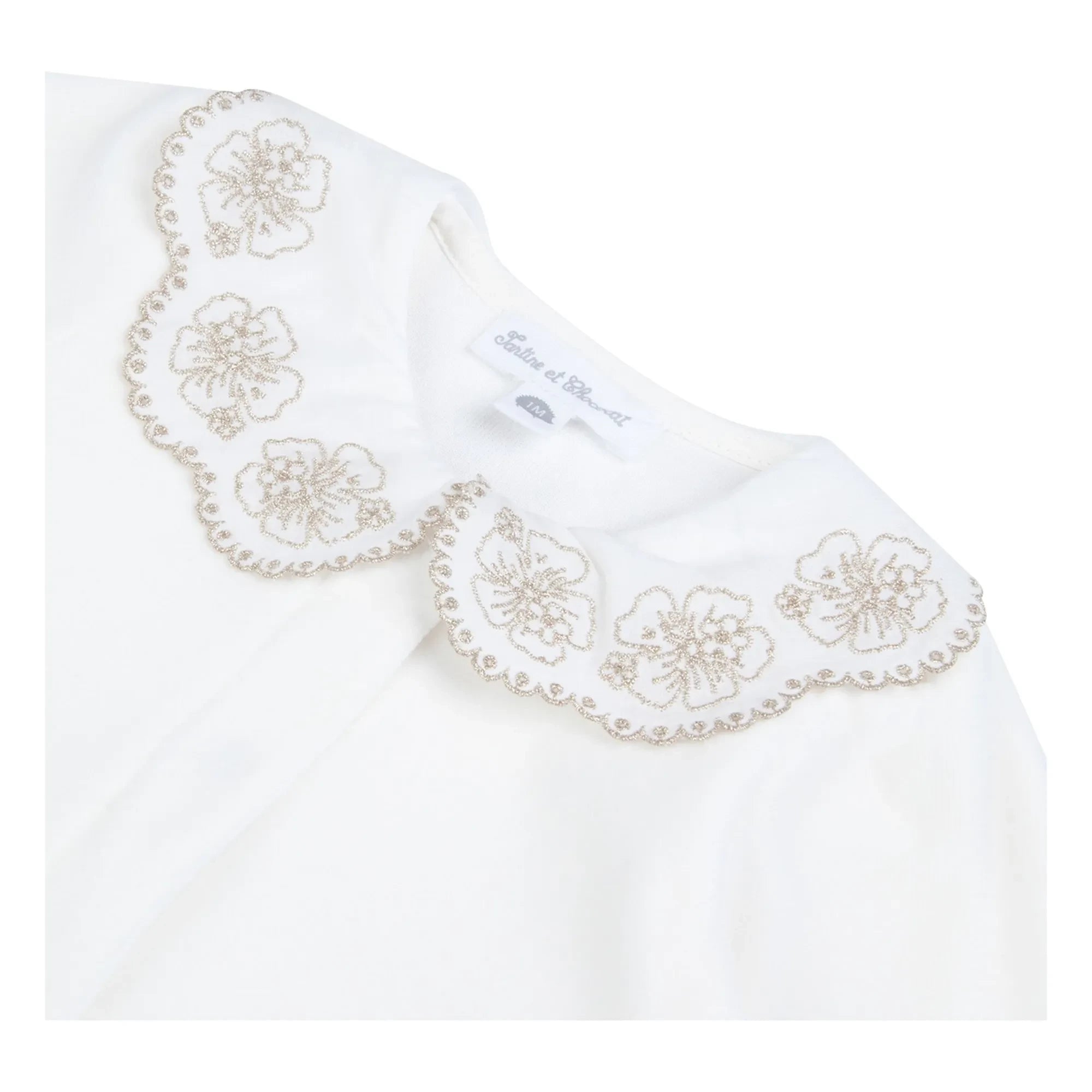 Tartine et Chocolat - Embroidered Claudine Collar Pajama Set | Ivory