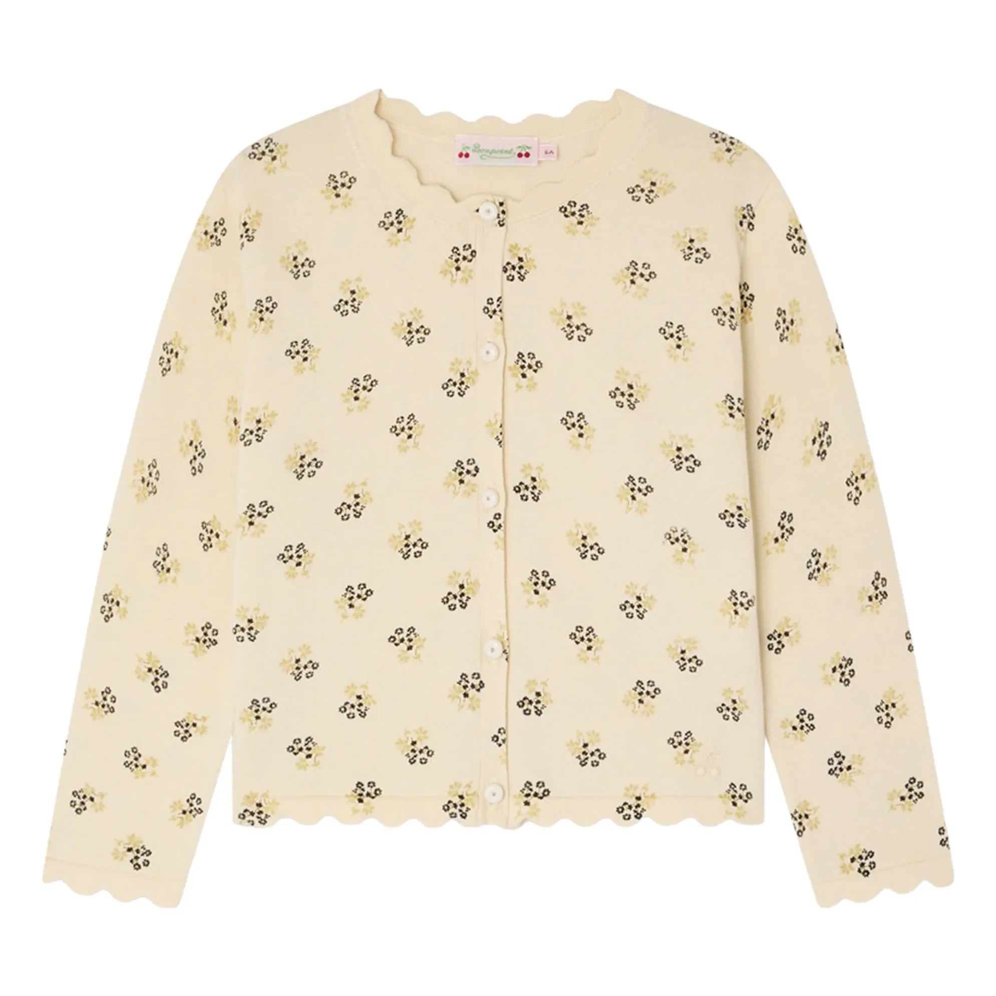 Bonpoint - Lume Fleuri Organik Pamuk Hırka | Ekru