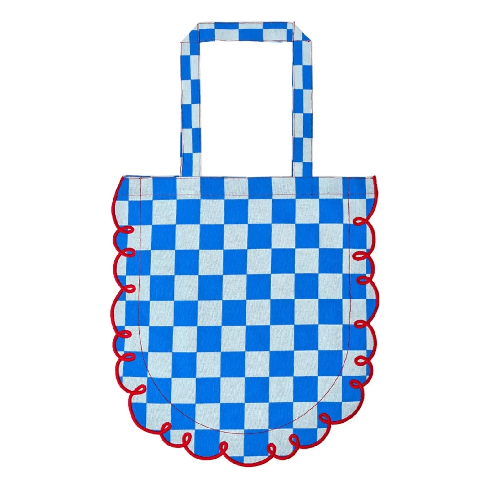 Bitossi - Dama Azzurro gingham cotton tote bag | Blue