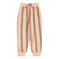 Piupiuchick - Organik pamuklu havlu kumaş çizgili jogger pantolon | Pembe