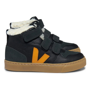 Veja - V-10 Mid Scratch Lined Sneakers | Black
