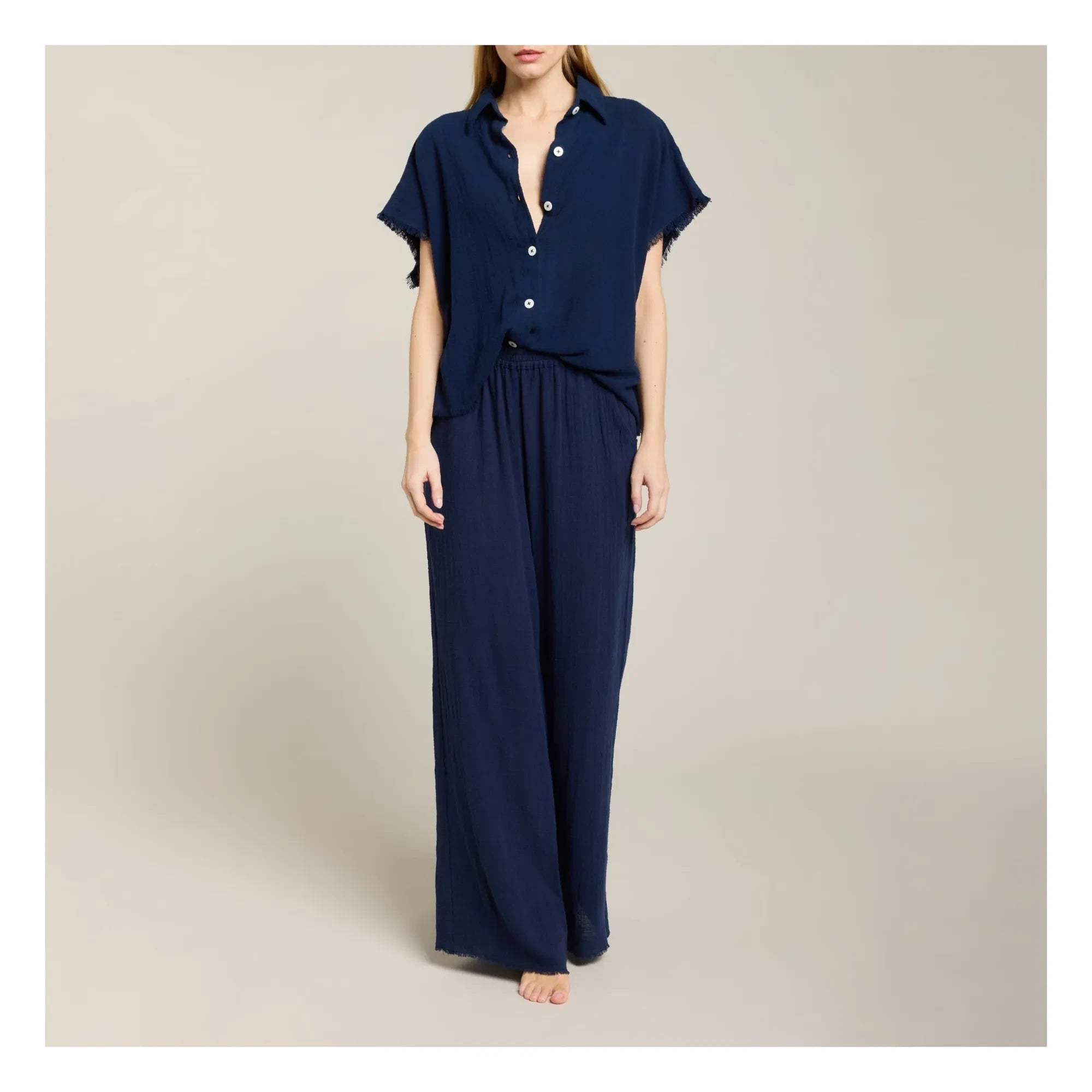 Maison Saint Julien - Sparta Cotton Gauze Pants | Navy Blue