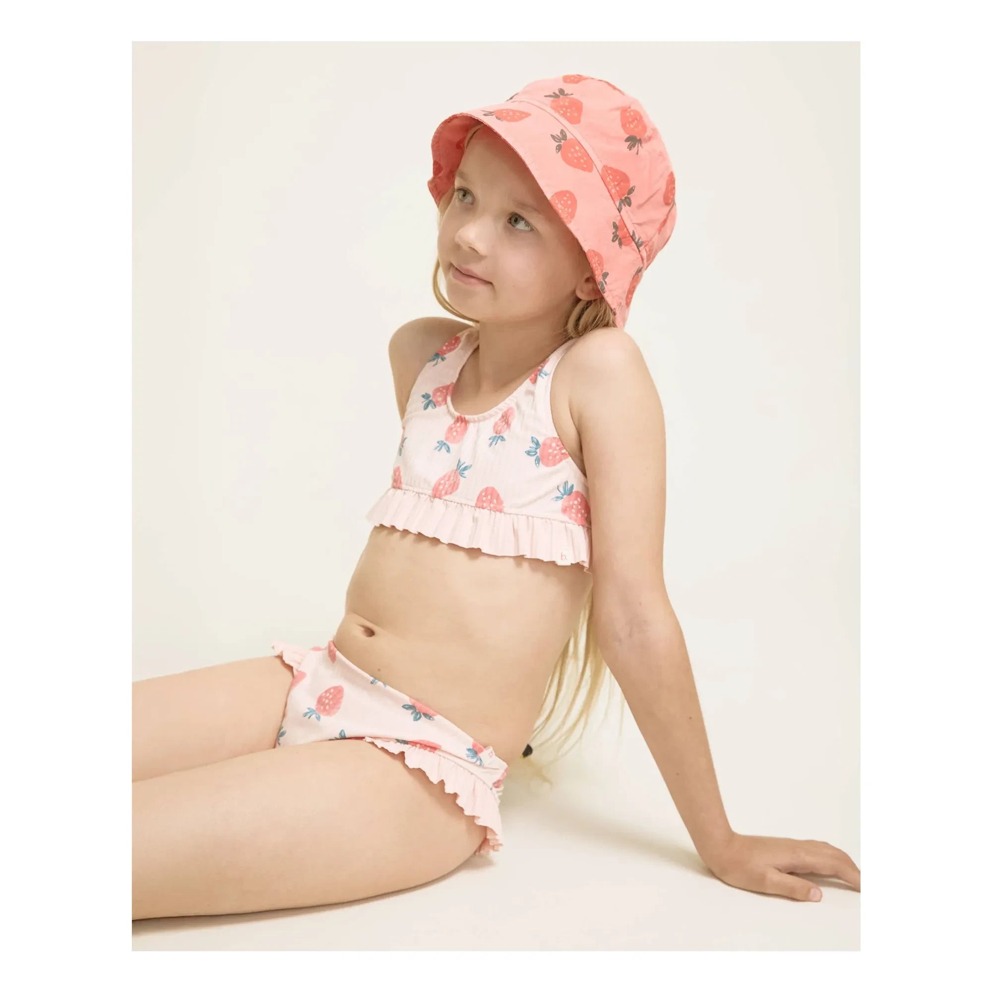 Búho - Strawberry Embossed Ruffled Swimsuit | Light Pink