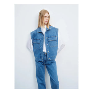 Pomandère - Sleeveless Denim Jacket | Blue